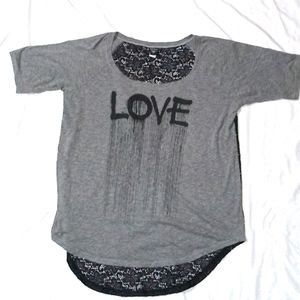 Torrid lace back dripping Love hi-low shirt size 2